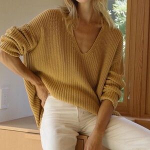 JENNI KAYNE Cotton Cabin Sweater Mustard Yellow size XXS